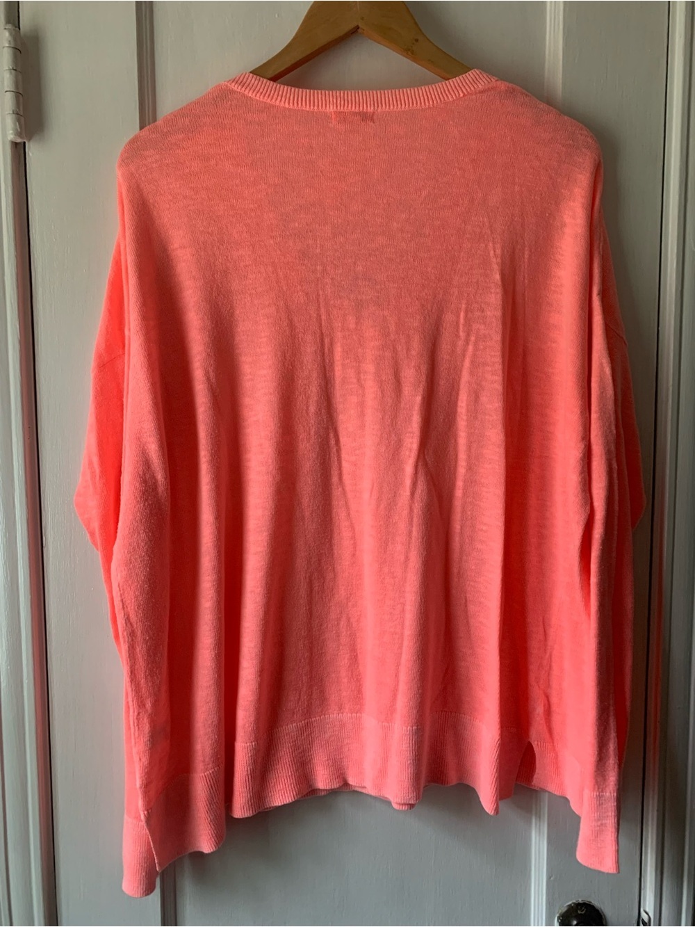 GAP Hot Pink V-Neck Pocket Cotton Rayon Blend Oversize Pullover Sweater M - Picture 4 of 15